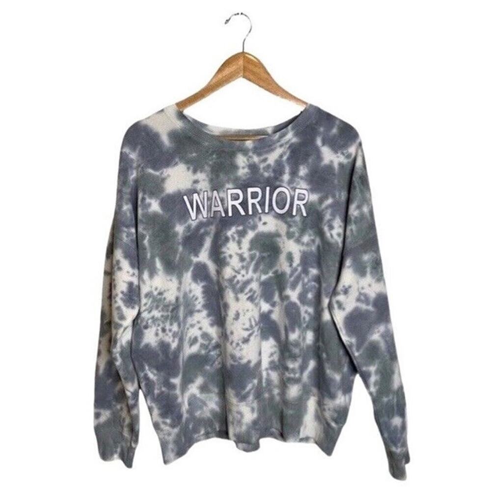 Lacausa Sweatshirt Warrior Size Medium Crew Neck Blue White Oversized Cotton NWT - Picture 7 of 7